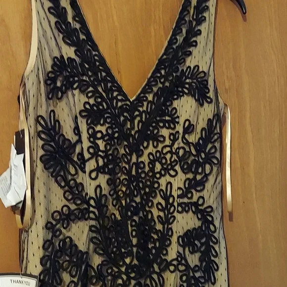 Betsy & Adam Soutache Mermaid Gown - Black/Nude - Picture 5 of 5